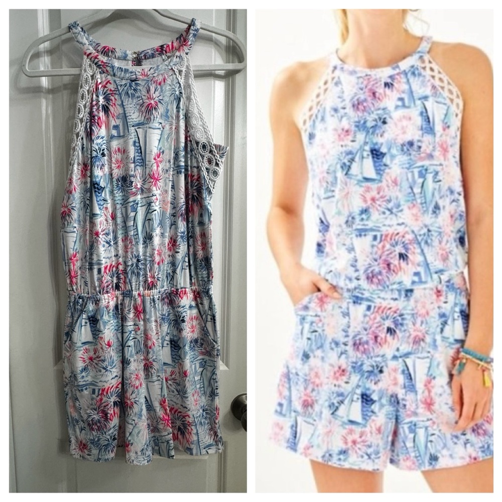Lilly Pulitzer Blue and Pink Midi Dress